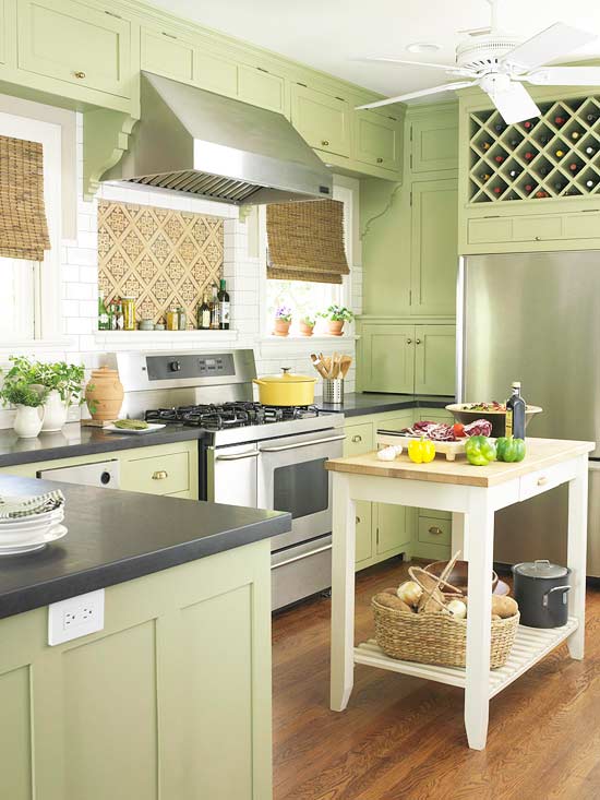žalios spalvos atspalviai virtuvės interjero dizainui10
