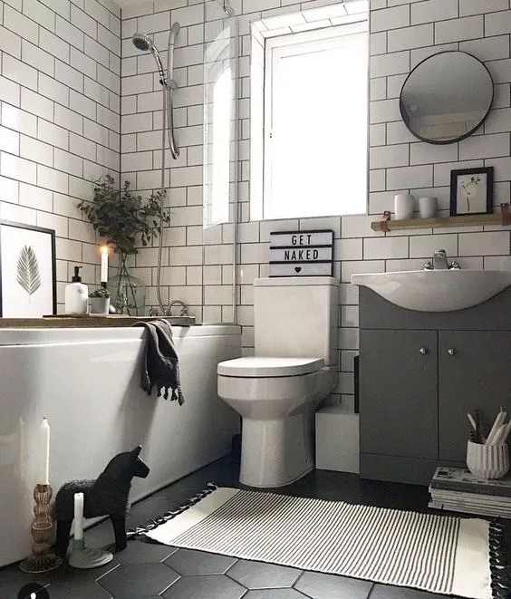 vonios kambario dizainas, balta pilka spalvos
