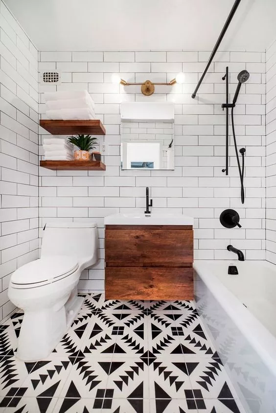 vonios kambario dizainas, spintelė po praustuvu pakelta nuo grindų